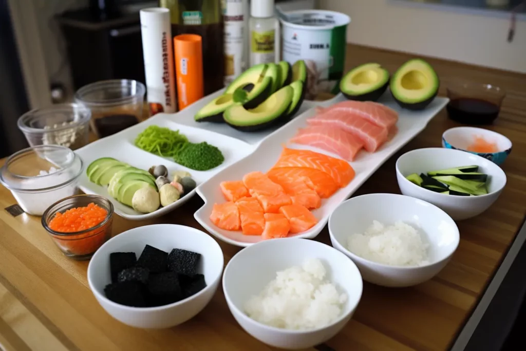 Basic ingredients for sushi
