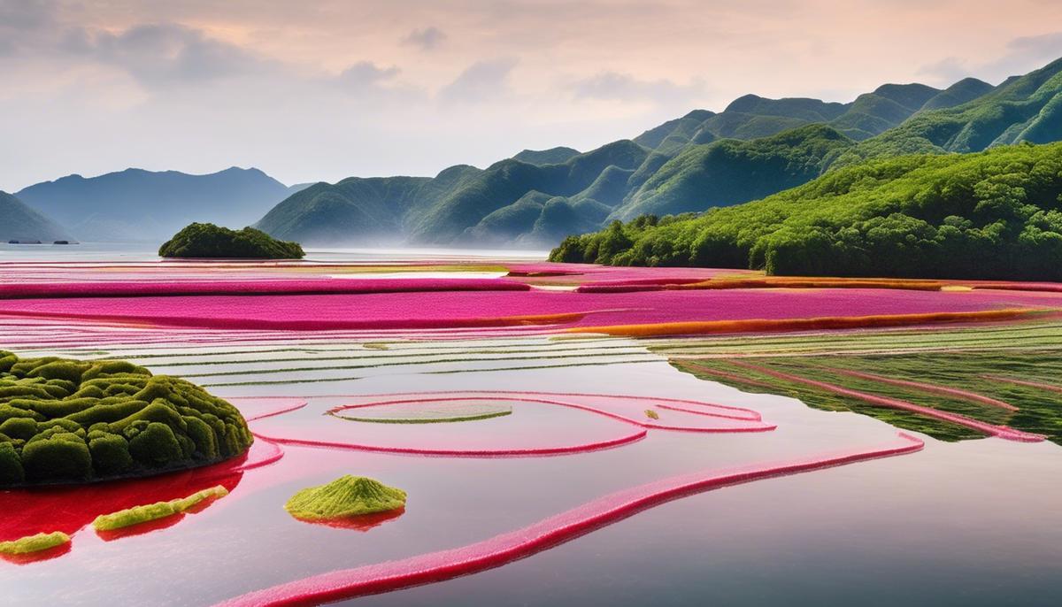 Image depicting sustainable algae production, contributing to the development and preservation of the beloved sushi culture.