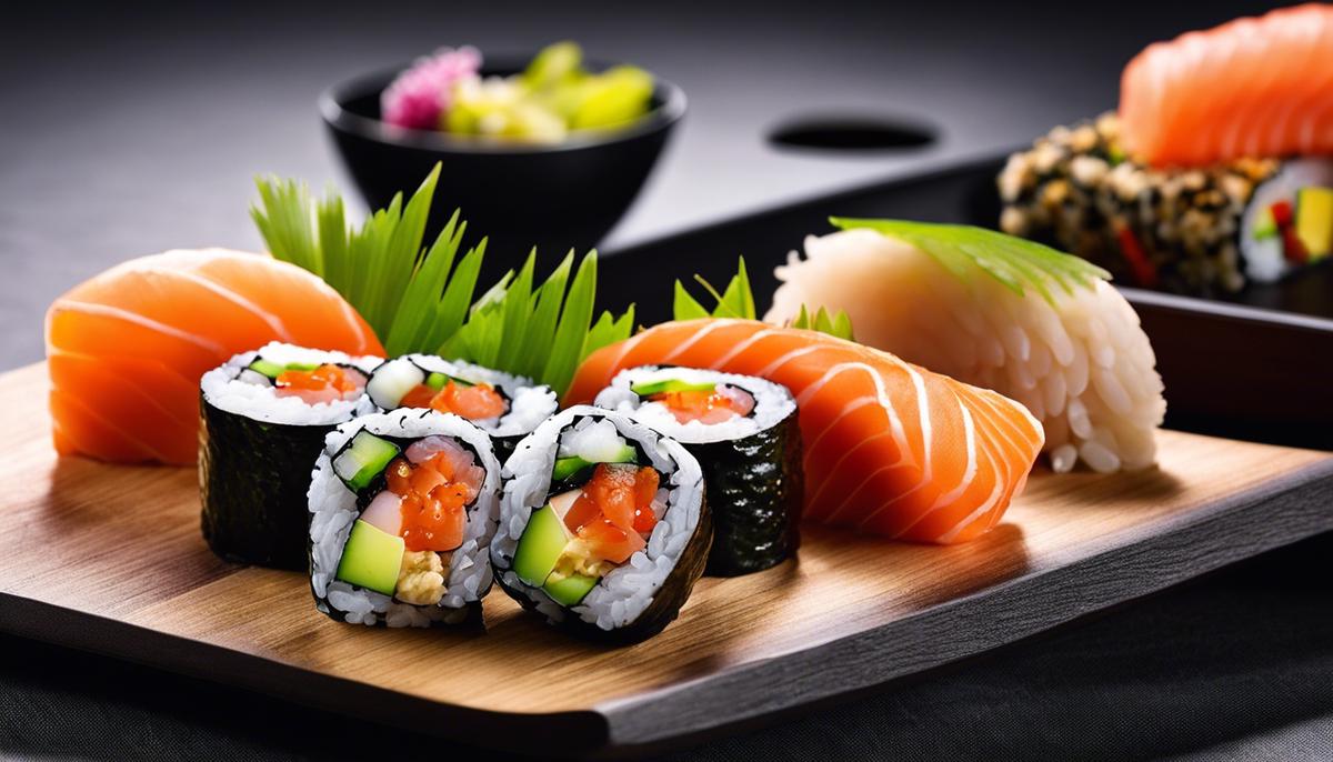 Image of a bowl of sushi using seaweed as a topping