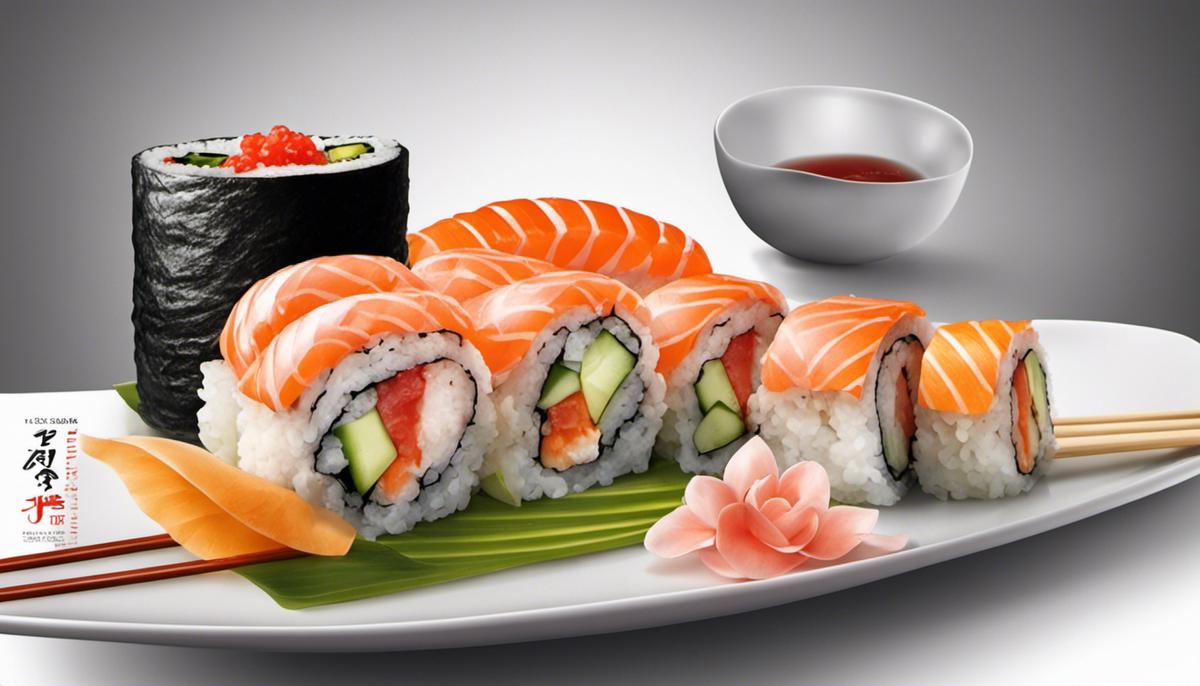 Ilustración de diferentes rollos de sushi, que representan las dos técnicas principales descritas en este texto